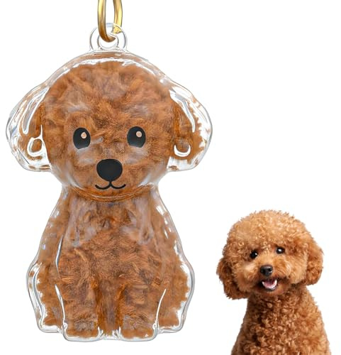 TIESOME Hundehaar Sammler Schlüsselanhängerr, DIY Hundehaare tierhaar Erinnerung Taschen anhänger, hundehaar aufbewahrung Hundeform Tierhaare Gedenkflasche Für Haushunde Pudel