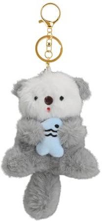 Auroriel Grauer Porte-Clés En Peluche Loutre Pour Femmes, Adolescents Et Amoureux Des Animaux Pour Sacs À Main, Portefeuilles, Sacs À Dos Et Clés De Voiture