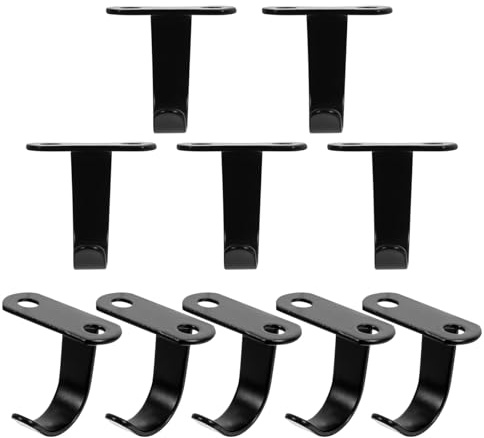 SHINEOFI 10pcs Stainless Steel Under Counter Hooks with Screws Sleek Ceiling and Door Hanger Hooks for Bathroom Kitchen Cabinet for Clothes Towels Bags Easy Installation Black Finish