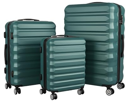 Relaxdays Kofferset, 3-teilig, 3 Größen, 4 Rollen, Hartschale, Teleskopgriff, Reisekoffer mit Zahlenschloss, Farbwahl