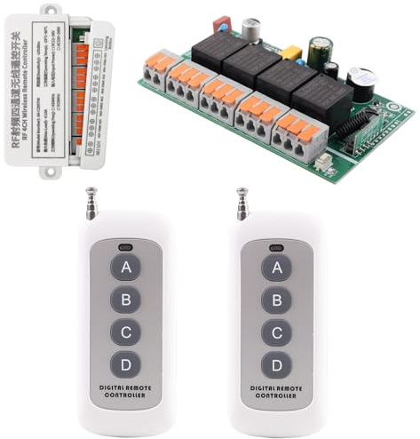 SUYUKUFU 4 Channel Remote Control Switch, 12V-36V 10A Wireless Relay Switch | 12V 24V 36V 433MHz wireless relay kit with wire connectors and terminal blocks for garage door motors and industrial control