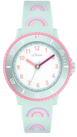 s.Oliver Kinderuhr für Jungs und Mädchen - 30 mm - Gute Ablesbarkeit - widerstandsfähiges Silikonband - 5 ATM wasserfest - hoher analoge Armbanduhr mit Quarzwerk - Geschenkidee
