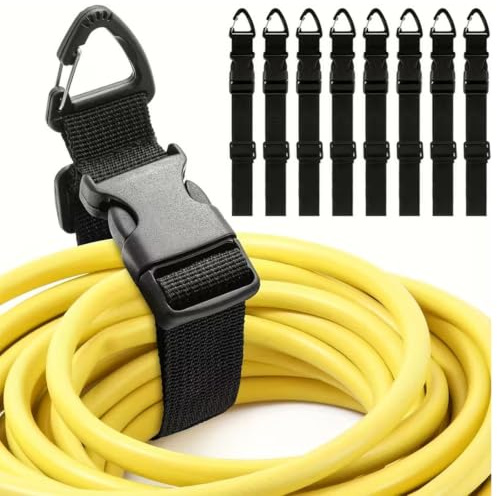 Organizer e Gancio Regolabile con Fibbia Triangolare, Cinghie per Cavi, Corde e Tubi fino a 22 kg, Confezione da 8 Pezzi per Casa, Garage e Officina