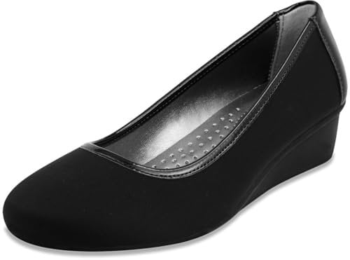 LONDON FOG Chester Neopren-Keilabsatz, Schwarzes Neopren, 9.5