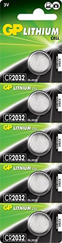 GP Lithium pile bouton 3 V CR2032 Lot de 5 haute capacité 210 mAh