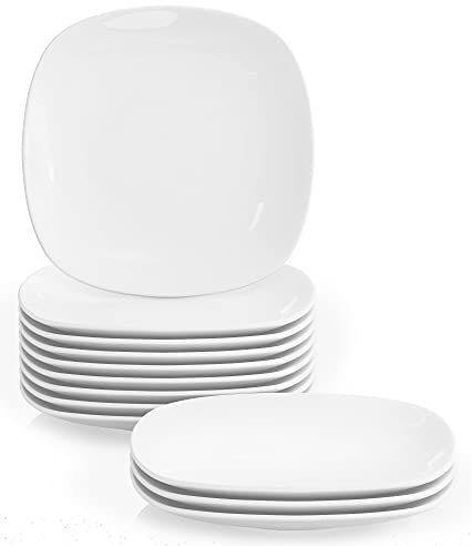 MALACASA, Série Elisa, 12pcs Assiettes Plates en Porcelaine