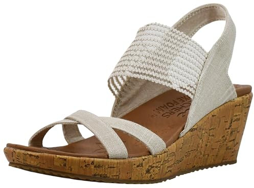 Skechers Beverlee - High Tea, Sandali a Punta Aperta Donna, Beige Natural, 40 EU