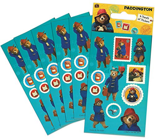 Paper Projects Paddington Bear Film-Partytüten-Aufkleber-Set (6 Blatt), offizielles Lizenzprodukt, perfekt als Partytüte oder Strumpffüller, Blau, 12,5 cm x 7,5 cm