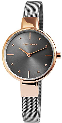 Just Watch Damen-Uhr Meshband Edelstahl Hakenverschluss Analog Quarz JW10009 (anthrazit)