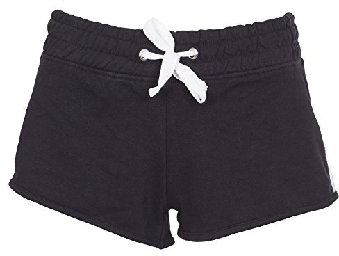 NOROZE Women's Sports Shorts Jogger Pants Pajama Bottoms Drawstring Summer Cotton Fitness Running (10, Black)
