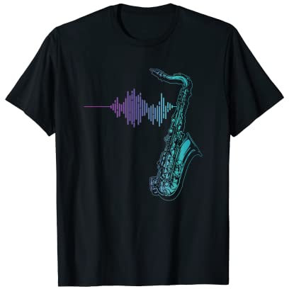 Saxophon Instrument Herzschlag EKG Herzlinie T-Shirt