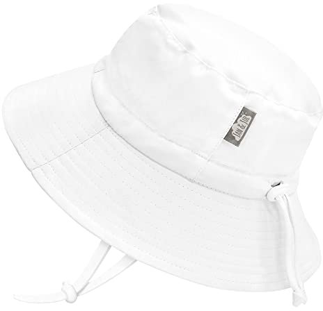Jan & Jul Verstellbarer Baby Sonnenhut, Ideal zum Schwimmen (M: 6-24 Monate, Weiß)