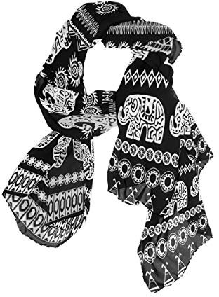 MNSRUU Schal mit indischem Elefanten-Streifen, langer Schal
