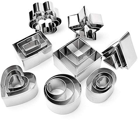 Gresunny 24PCS Formine per Biscotti Acciaio Inox Rettangolo Stella Rotondo Quadrato Triangolo Cuore Ovale Fiore Forma Biscotto Stampo Set di Taglierine Forme Geometriche per Pasta Torta Pasticceria