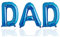 AKH® Ballon mit Aufschrift Dad, Folie, 41 cm, mit einem aufblasbaren Kunststoffschlauch, Happy Father's Day, Dekoration für den Vatertag (blau)