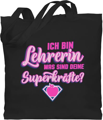 Baumwolltasche - Taschen - Ich bin Lehrerin was sind deine Superkräfte - Geschenk Abschiedsgeschenk - Unisize - Schwarz - geschenke lehrerinnen lehrertasche klassenlehrerin superkraft stoffbeutel