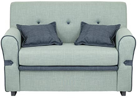Totò Piccinni Divano 2 Posti in tessuto con Cuscini Imbottito, con Braccioli (Celeste)