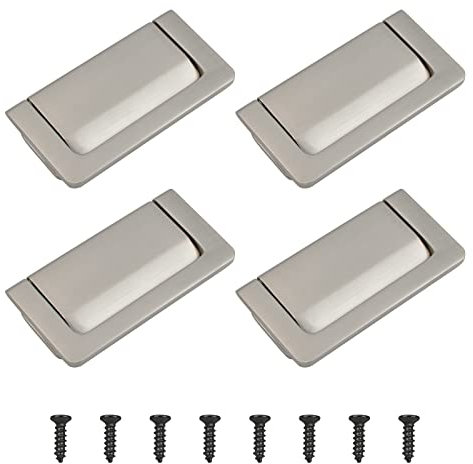 MOROBOR 4PCS Flush Ring Hidden Pull Handles, Zinc Alloy Cabinet Drawer Handle, Invisible Door Knob for Cupboard Drawer Wardrobe with Screws