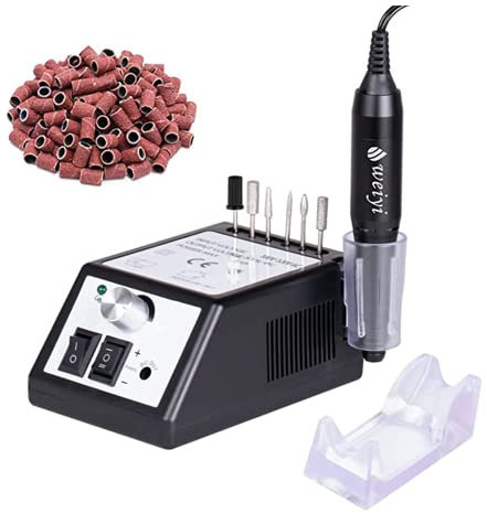 WEIYI Nagelfräser, Elektrische Nagelfräser Set, Maniküre Elektrische Nagelfeile Pediküre Nagelschleifer Feile Profi Nageldesign Nagelpflege Gerät geringem Vibration mit 6 Bohre 106 Schleifhülsen