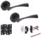 HANDLEZONE® Zena Privacy Door Handle Latch Pack, Complete with Lever On Rose Handles, Latch, Ball Bearing Hinges - Black Matt