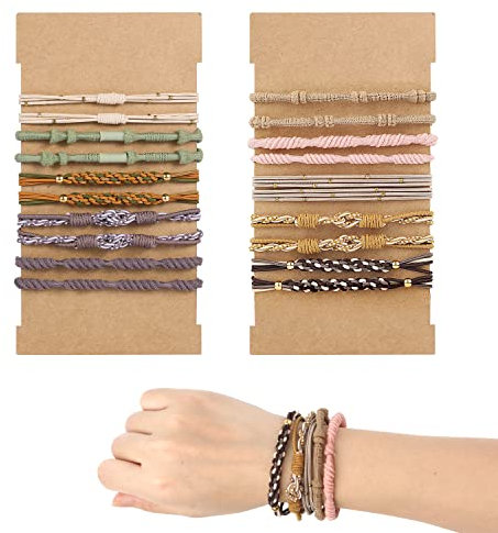 20 Stück Haargummis Mädchen Boho, 5 Stile Haargummi Armband Elastische Haarbänder Hair Tie Bracelet Niedliche Haargummi Damen Boho für Dickes Haar Pferdeschwänze, Keine Beschädigung