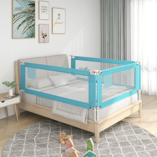 homiuse Kleinkind-Bettschutzgitter Blau Rausfallschutz Bett Bettumrandung Babybett Bettgitter Rausfallschutz Boxspringbett Kinderbett Bettgitter Bettschutzgitter Bettkantenschutz 160x25 cm Stoff