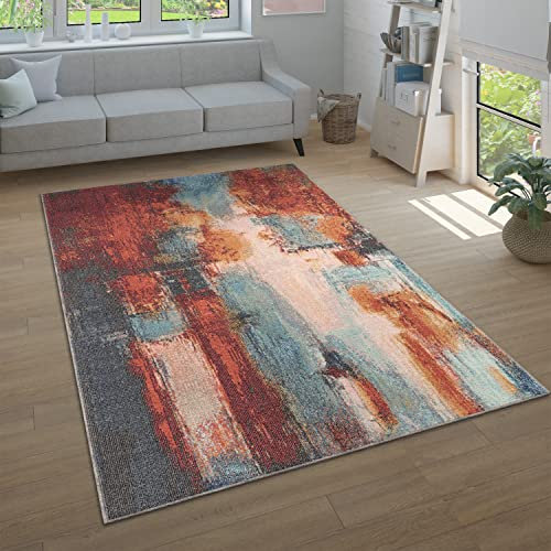 Paco Home Teppich Wohnzimmer Schlafzimmer Kurzflor Modern Vintage Muster Abstrakt Farbverlauf, Grösse:160x220 cm, Farbe:Bunt 4