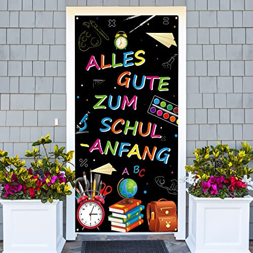 PAFUWEI Classroom decoration,doorway hanging Schulanfang Banner, Einschulung Deko Backdrops SchuleinfüHrung Banner Stoff Einschulung KlassenzimmertüRen Banner füR Anschlagtafeln, Tischdekom,185x90cm