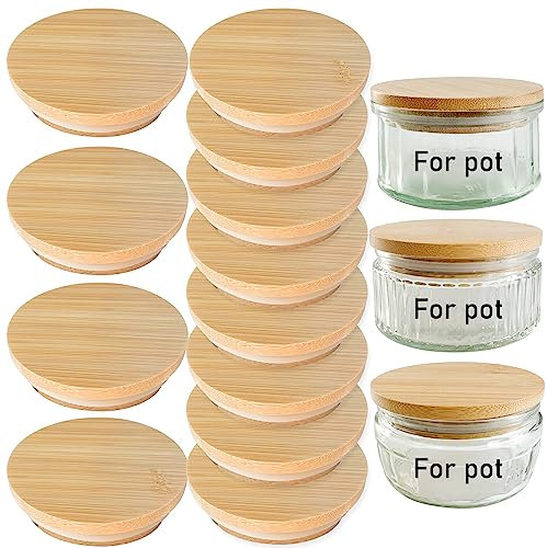 Bamboo Lids for Gü Pots 12Pack KIKINIKO Wooden Lid Compatible with Gu Puds Cheesecake Jars reusable lids for gu pot lids for gu pots for gu jar (Jars not included)