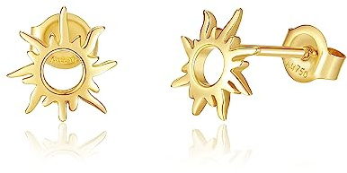 FANCIME Solide 14 Karat 585 Gelb Gold Ohrringe Ohrstecker, Stern Sonne Mond Ohrringe Schmuck für Damen Mädchen Mama