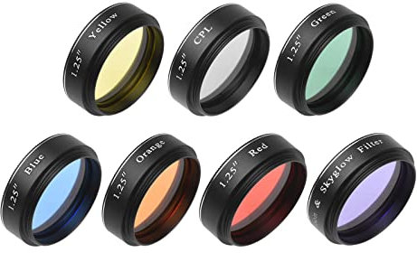 Namolit 1,25 Zoll Teleskop-Okular-Filter-Set Mond- und Himmelsleuchten-Filter CPL-Filter Rot Orange Gelb Grün Blau Farbfilter für die Mondbeobachtung