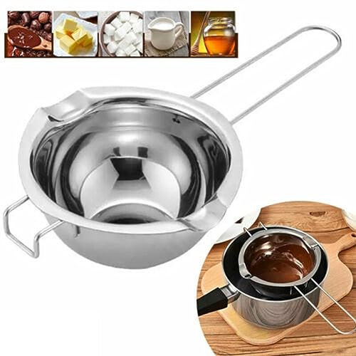 Stainless Steel Double Boiler Melting Pot with Heat Resistant Handle, Large Capacity Chocolate Melting Pot for Butter Candy Butter Cheese, Candle Making