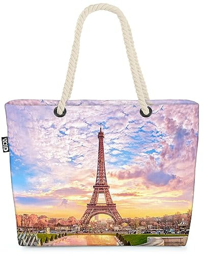 VOID Himmel Paris Eifelturm Sonne Strandtasche Shopper 58x38x16cm 23L XXL Einkaufstasche Tasche Reisetasche Beach Bag