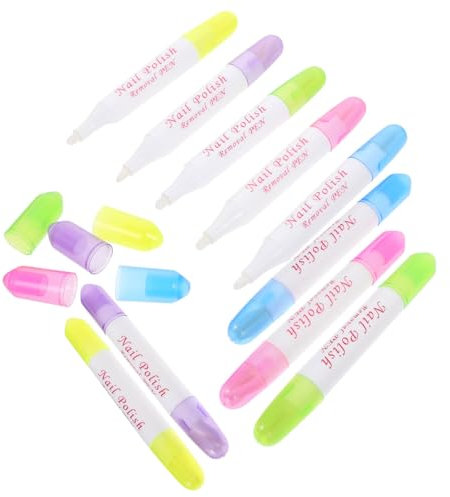 minkissy Nail Polish Remover Pen Kit 10pcs Nail Edges Corrector Pens Nail Polish Removal Pens Nail Art Cleaning Tools Refillable for Home Professional Use