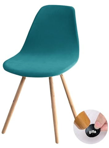 Highdi Terciopelo Fundas para Sillas de Comedor Escandinavo,1/2/4/6 Piezas Funda Elástica para Silla Cubierta Protectora de Sillas Sin Brazos para Cocina Dormitorio Oficina (4PCS,Azul Turquesa)