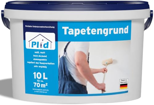 Plid® Apprêt pour papier peint blanc mat - Préparation idéale de la surface avant le papier peint - Apprêt pour créer une couleur uniforme, rugueuse et adhérente - Fabriqué en Allemagne - 10 l