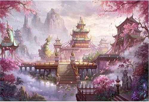 Peinture par Numéros pour Adulte,40x50cm Acryliques Peinture par Numéros - Paysage rose du palais Motif - Enfants Débutants DIY Kits de Peinture l'huile sur Toile pour Maison murale Décor, sans Cadre