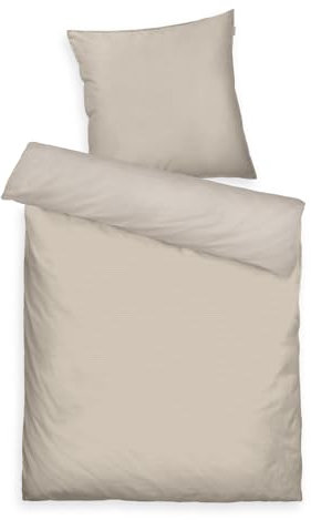 TOM TAILOR Satin-Bettwäsche, 80x80 cm + 135x200 cm, 100% Baumwolle/Satin, mit Doppelnaht am Kissen, Wendemotiv und farbigem Markenreißverschluss, TWO-TONE SOLID COLORS Beige (Sunny Sand)