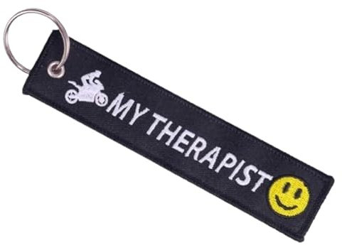 Pinstant My Therapist Death Danger Dangerous Race Sport Racing Motorrad Biking Biker Ride Reiten Auto Dirtbike Kraftfahrzeug Motorradclub Schlüsselanhänger Schlüsselanhänger Ring, gemischt, 5.1 x 1.2