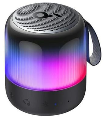 soundcore Glow Mini Speaker, Tragbarer Bluetooth-Lautsprecher, 360° Sound, Lichtshow, 12h Spielzeit, Individuell Einstellbare EQ & Licht, IP67 Wasser- & Staubdicht, für Camping, Zuhause & Strandpartys