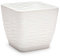 Tradineur - Maceta Cuadrada con Plato - Diseño Wind - Fabricado en plástico - Ideal para jardín Exterior, terraza o balcón - 17 x 19 x 19 cm - Color Blanco Roto