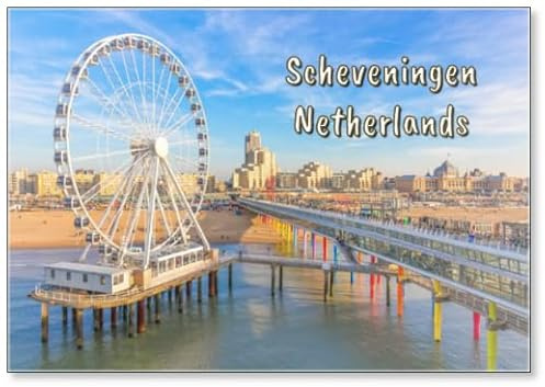 Das Riesenrad & der Pier in Scheveningen, Den Haag, Niederlande, Kühlschrankmagnet