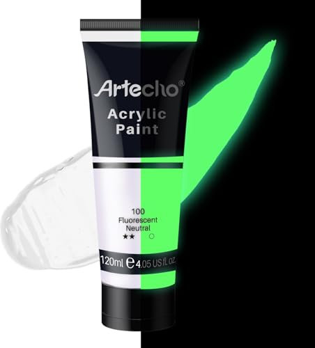 Artecho Vernice acrilica fluorescente neutra 120 ml, impermeabile e resistente alla luce, ad asciugatura rapida, vernice acrilica per tela, legno, tessuto, artigianato, pelle e pietra.