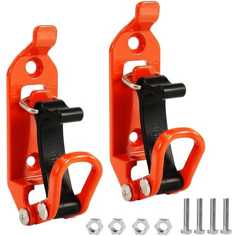 Wzhtuzi Support de pelle pour galerie de toit, 2 pièces orange Accessoires pour galerie de toit Métal Caoutchouc Pinces pour galerie de toit Support de pelle avec vis Écrous pour camion Voiture Bateau