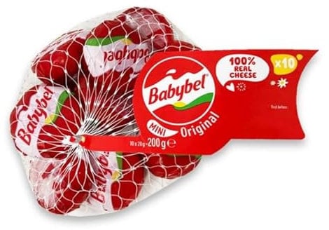 Mini Babybel Original Cheese Semisoft Snacks 20g- Lactose Free (Pack of 10, Original)