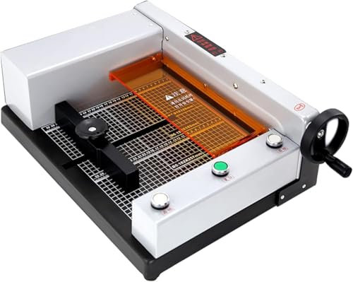 GWWBD Elektrischer Papierschneider, robuster automatischer Guillotine-Papierschneider, Schnittstärke 40 mm, mit Gitterlinien, für Karton, Karten, Leder, Büro, Zuhause, Schule