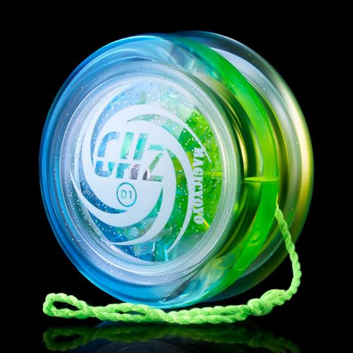 MAGICYOYO Reaktionsschnell JoJo für Kinder, 2A Looping Yoyo D1 GHZ, Kristall blau Gelb Farbverlauf Yoyo, Anfänger JoJo mit 6 JoJo-Schnüren