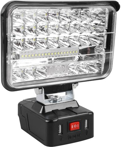 5 Inch Battery Lamp, 48 W Wireless LED Work Light, Rotating Portable LED Construction Spotlight, LED Construction Site Lamp for Garage, Workshop, Construction Site, Car Repair, Camping and Fishing