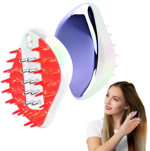 USUIELIGHT 2-in-1 kopfhaut massagebürste und Haaröl Applikator, LLLT 655NM Rotlicht 460NM Blaulicht kopfmassagegerät 3 Modi Vibrationsmassage Haarwuchskamm für Haarwachstum, Reduziert Haarausfall