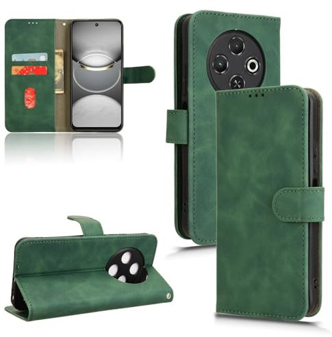 Protective Case Wallet Case Compatible with Tecno Spark 30C Case with Card Holder,Flip Case PU Leather Phone Wallet Case with Wrist Strap Shockproof Protective Cover Smartphone Slim Cover Shell(Green)